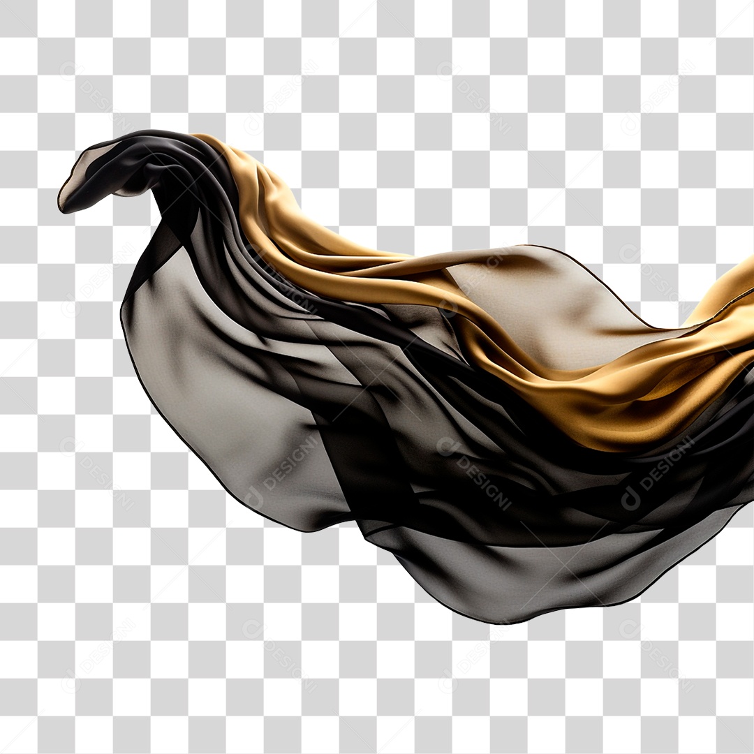 Seda Preta com Dourado PNG Transparente