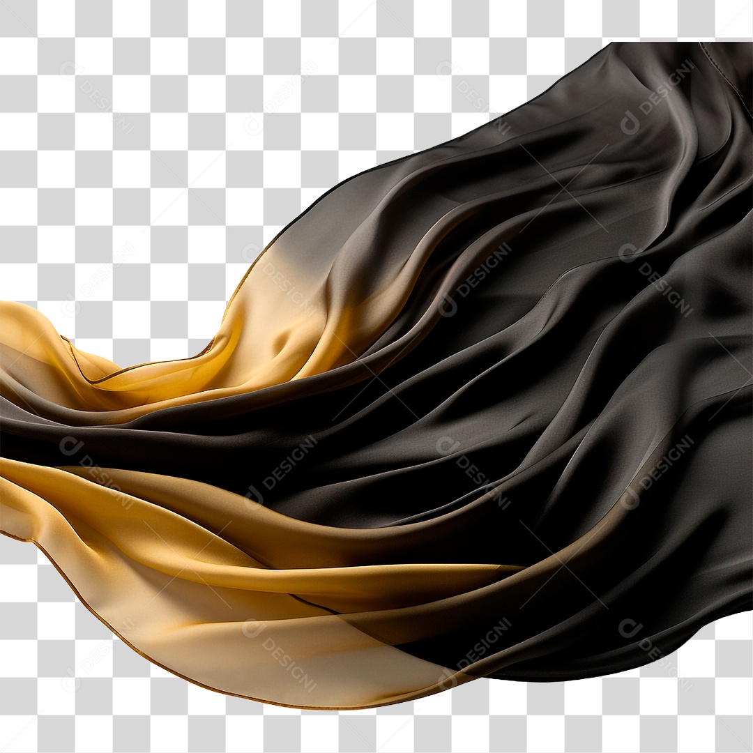 Seda Preta com Dourado PNG Transparente