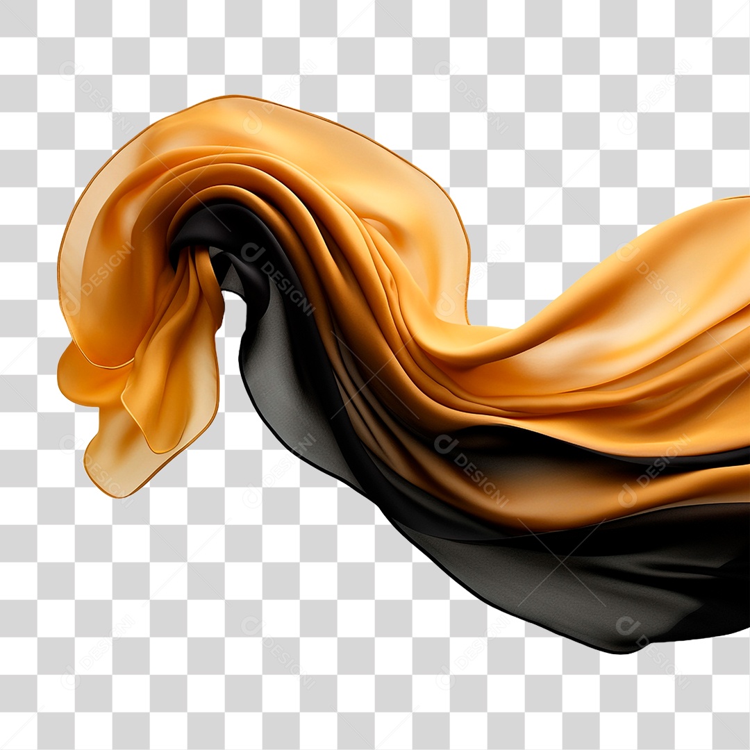 Seda Preta com Dourado PNG Transparente