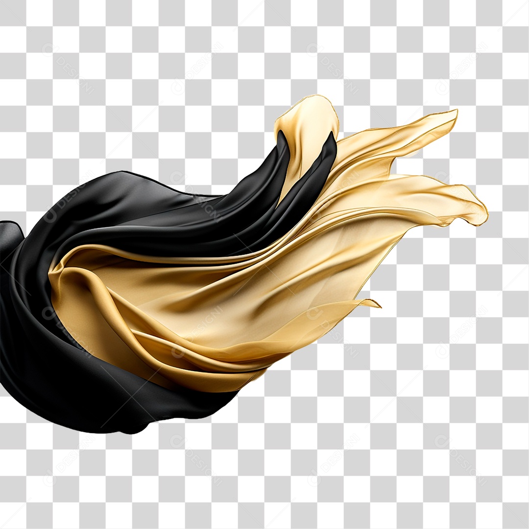 Seda Preta com Dourado PNG Transparente