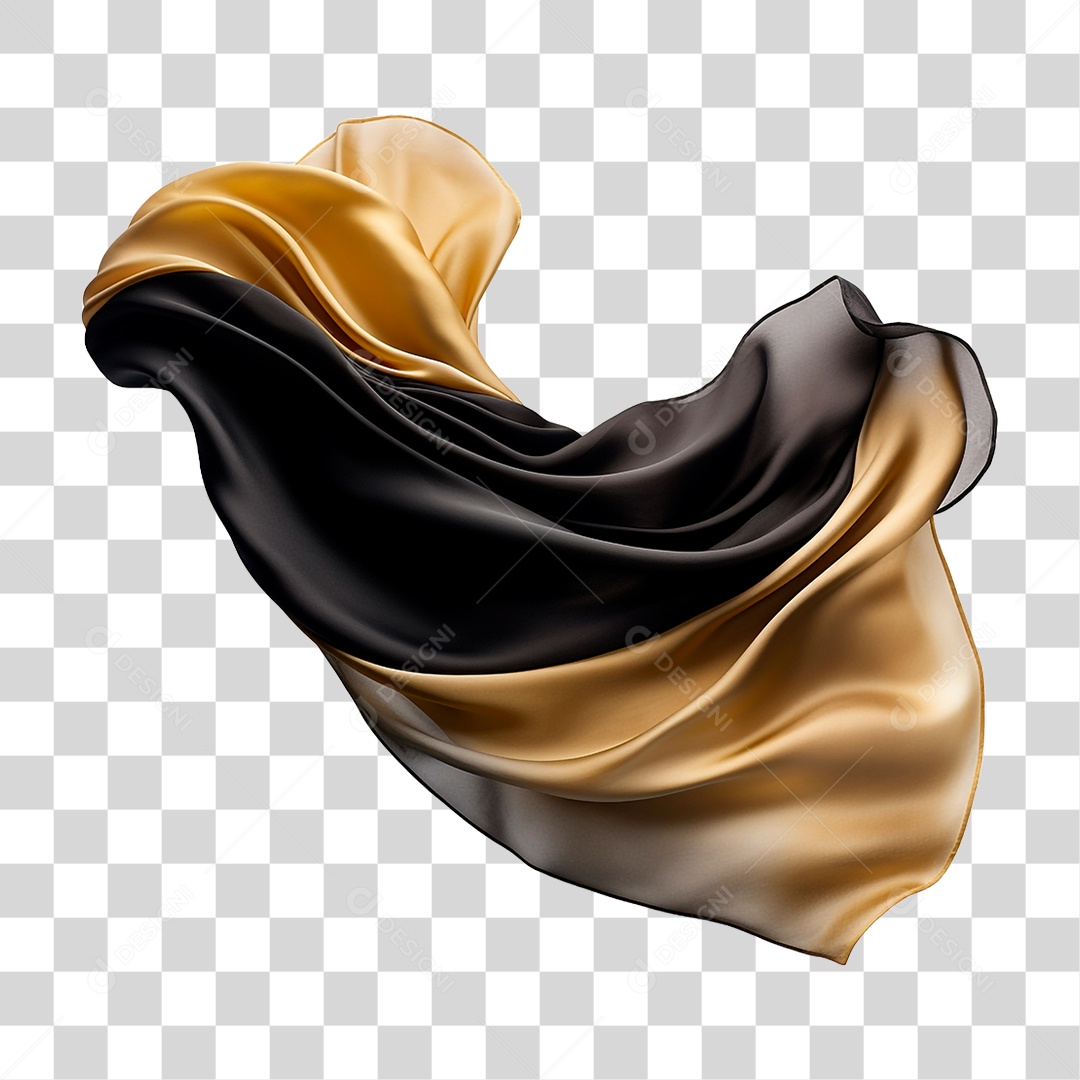 Seda Preta com Dourado PNG Transparente