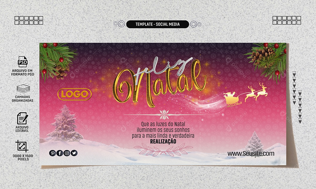 Banner Feliz Natal Iluminem Seus Sonhos Social Media PSD Editável