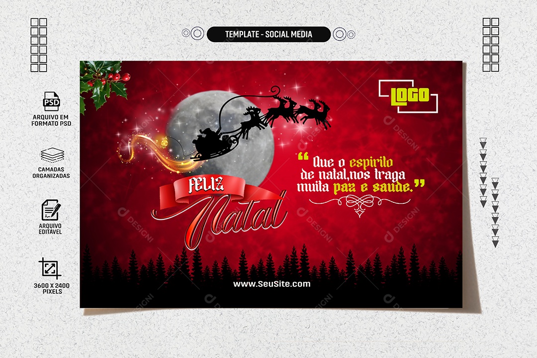 Social Media Banner Merry Christmas Editable PSD Christmas Esperito