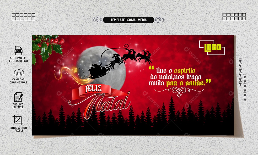Social Media Banner Paz e Saúde Feliz Natal PSD Editável