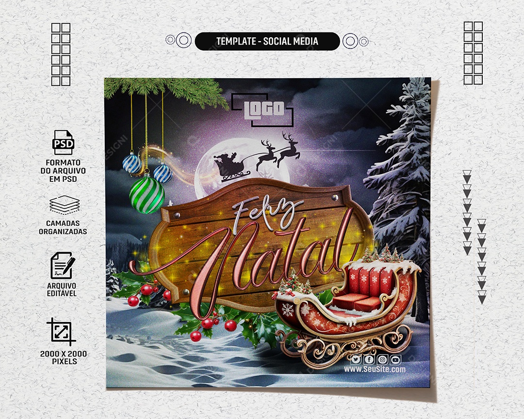 Social Media Feed Feliz Natal PSD Editável