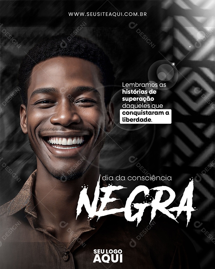 Social Media Dia da Consciência Negra Lembramos as Histórias de Superação PSD Editável