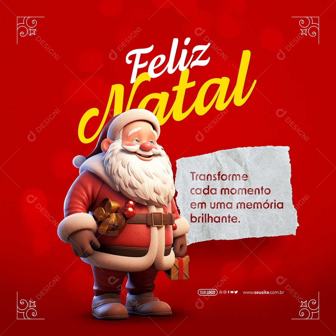Feliz Natal 25 De Dezembro Transforme Cada Momento em uma Memória Brilhante Social Media PSD Editável
