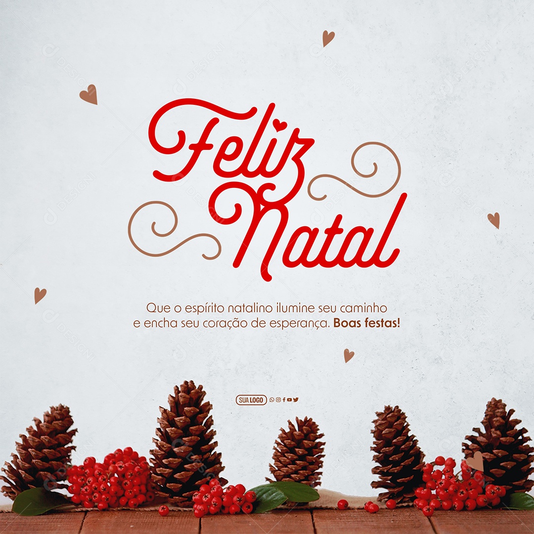 Feliz Natal 25 De Dezembro que o Espírito Natalino Ilumine seu Caminho Social Media PSD Editável