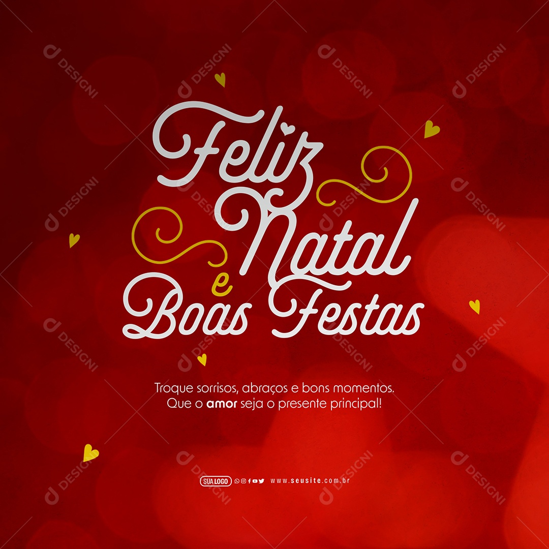 Feliz Natal 25 de Dezembro e Boas Festas Social Media PSD Editável