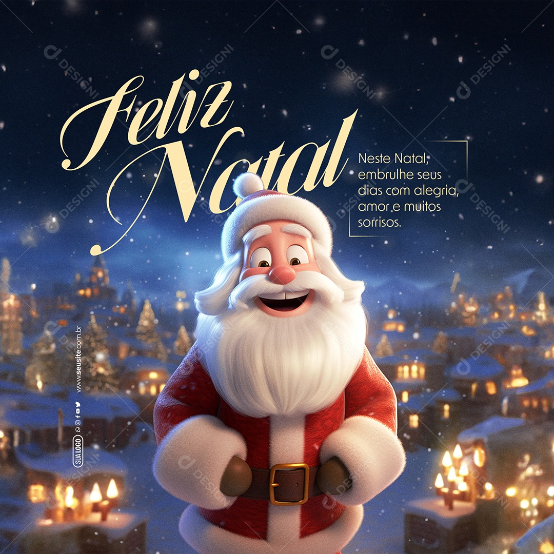 Feliz Natal 25 de Dezembro Embrulhe seus Dias com Alegria Amor e Muitos Sorrisos Social Media PSD Editável
