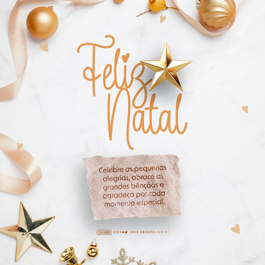 Feliz Natal 25 de Dezembro Celebre as Pequenas Alegria Abrace as Grandes Bençãos Social Media PSD Editável