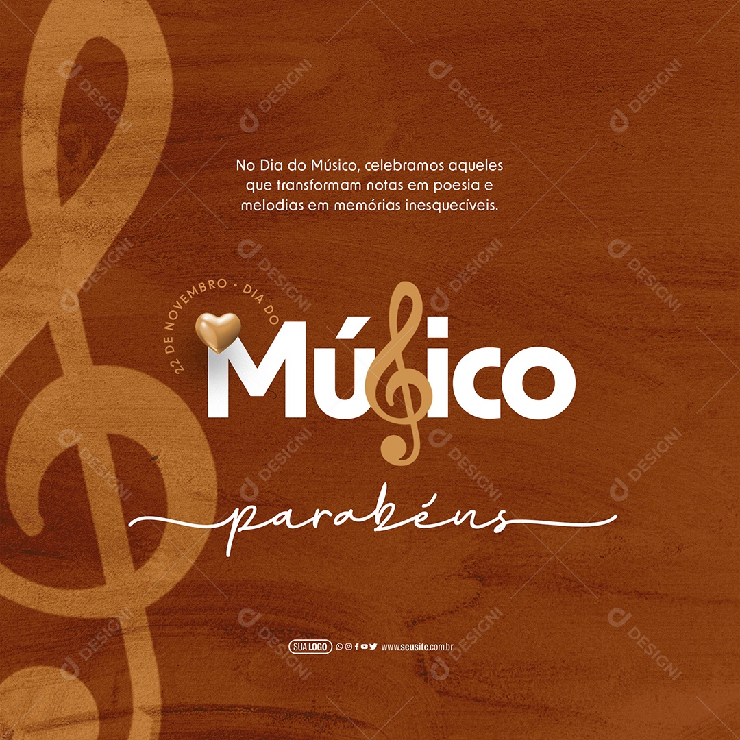 Dia do Músico 22 de Novembro Parabéns Social Media PSD Editável