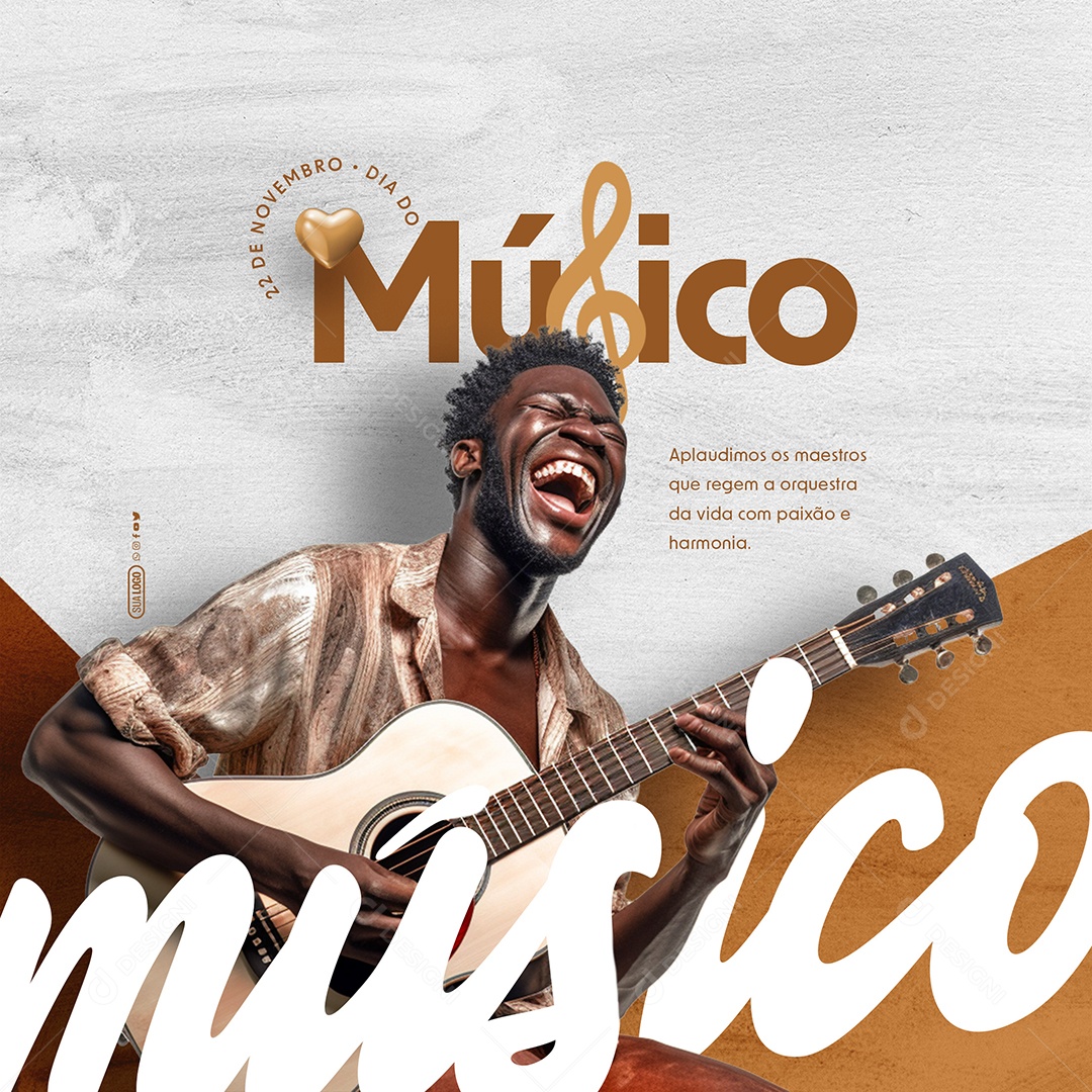 Dia do Músico 22 de Novembro Aplaudimos os Maestros que Reagem a Orquestra da Vida com Paixão Social Media PSD Editável