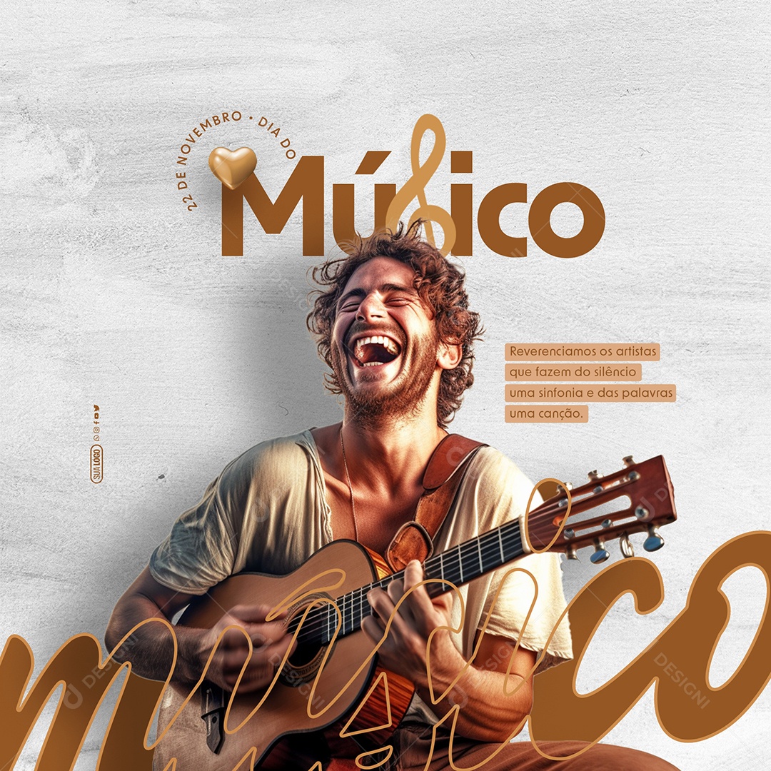 Dia do Músico 22 de Novembro Reverenciamos os Artistas que Fazem do Silêncio uma Sintonia Social Media PSD Editável