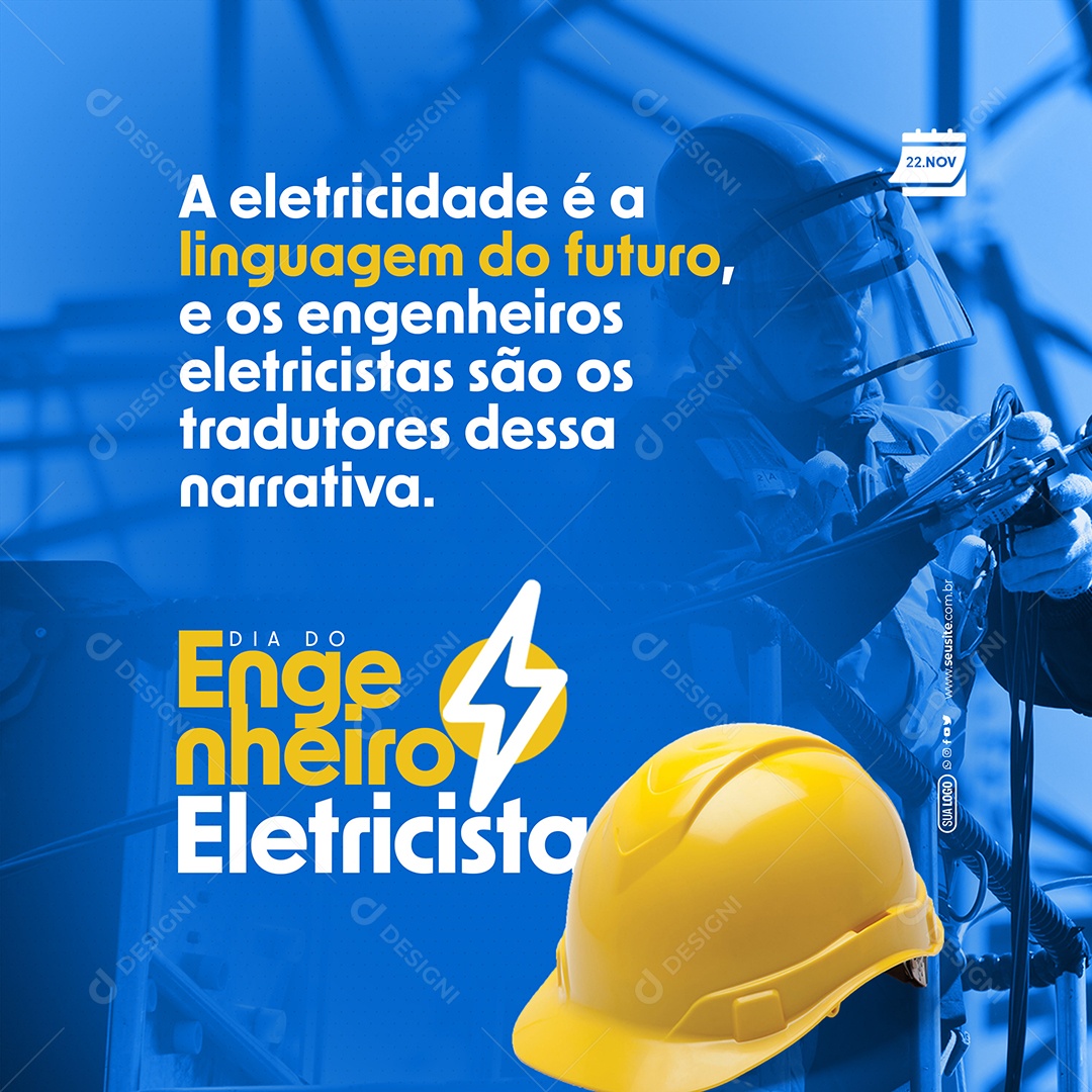 Dia do Engenheiro Eletricista 23 de Novembro a Eletricidade é a Linguagem do Futuro Social Media PSD Editável