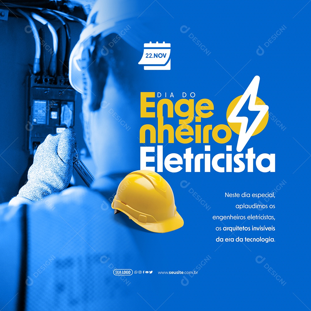 Dia do Engenheiro Eletricista 23 de Novembro os Arquitetos Invisíveis da Era da Tecnologia Social Media PSD Editável