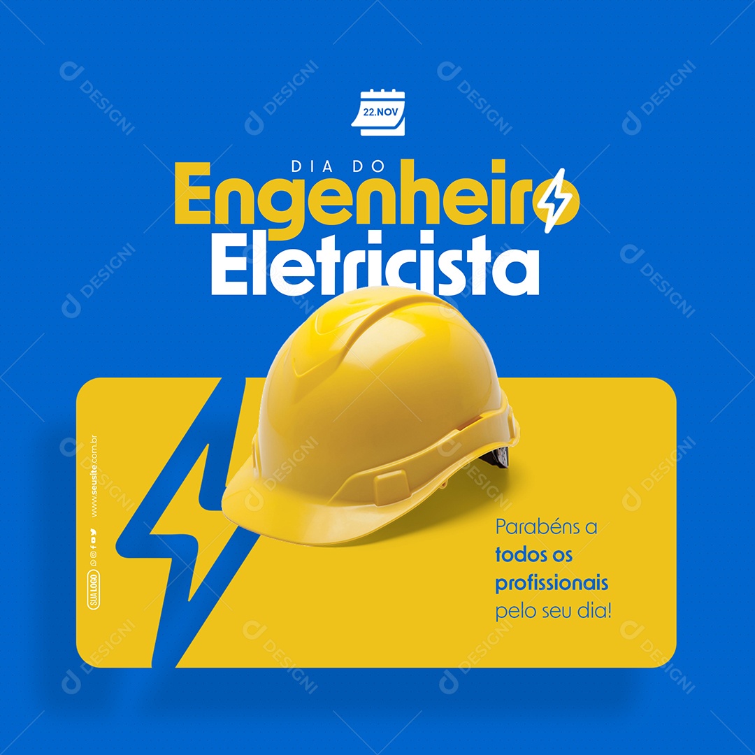 Dia do Engenheiro Eletricista 23 de Novembro Parabéns a todos os Profissionais Social Media PSD Editável