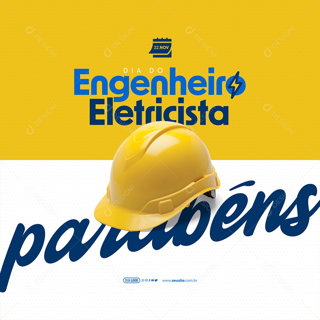 Dia do Engenheiro Eletricista 23 de Novembro Parabéns Social Media PSD Editável