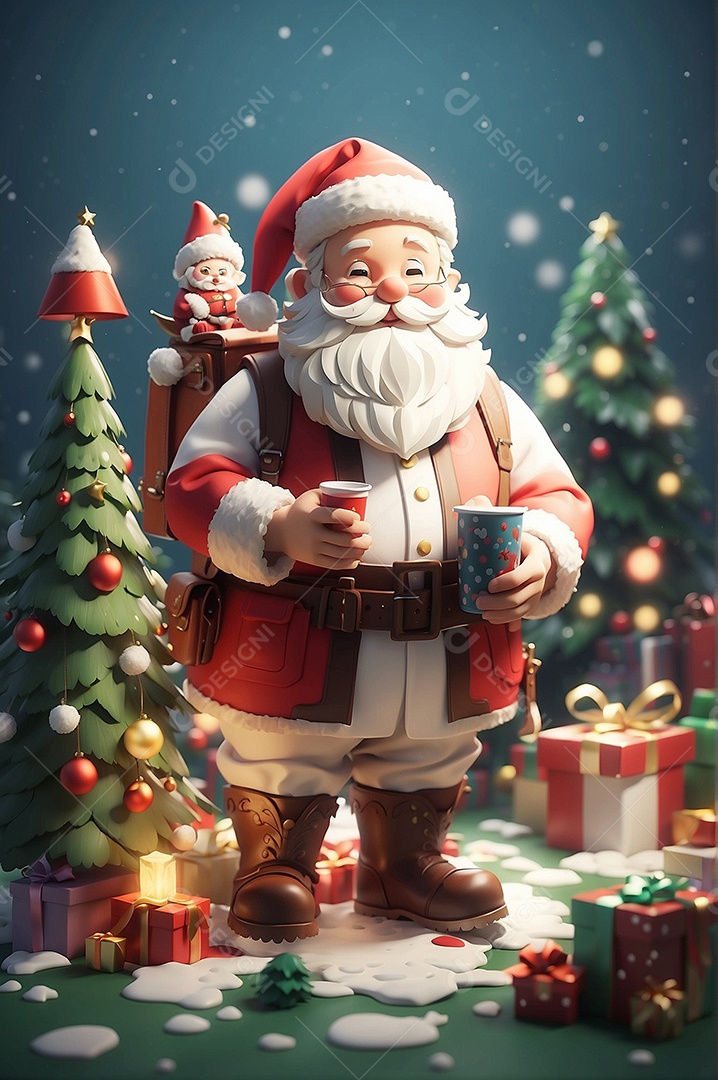 Ilustração de Papai Noel de Natal com alto detalhe IA generativa