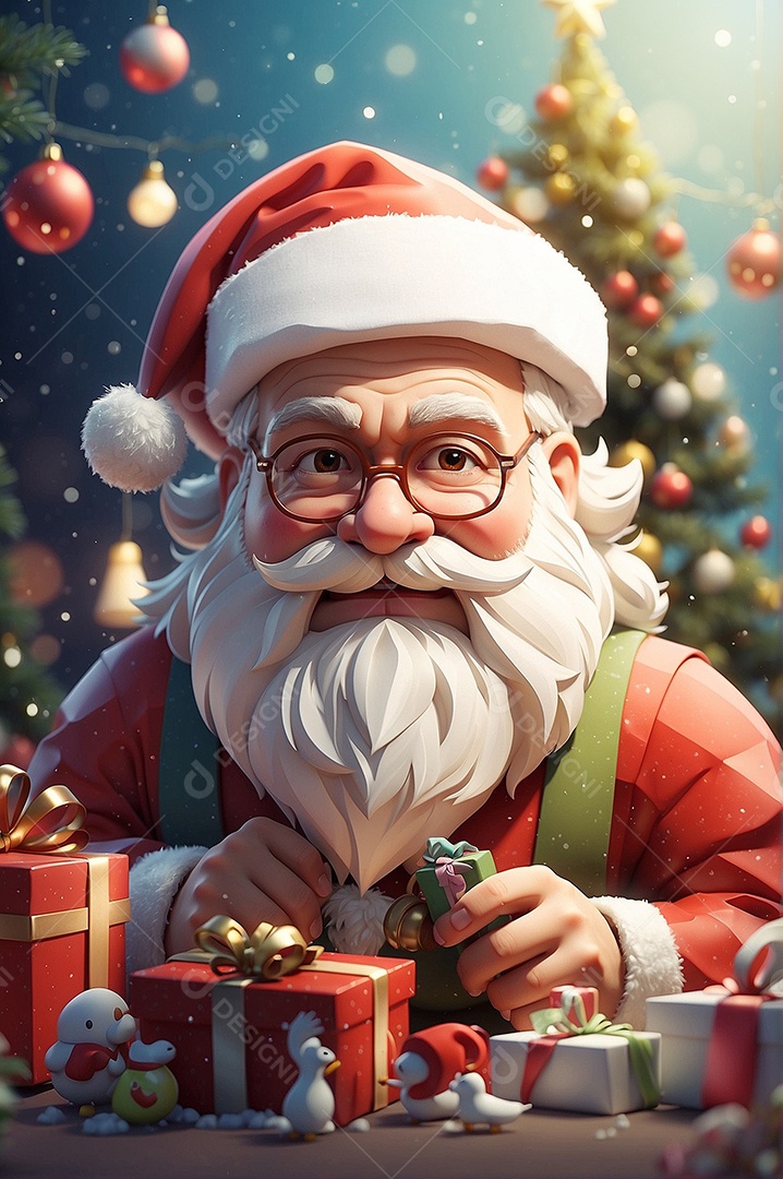 Ilustração de Papai Noel de Natal com alto detalhe IA generativa