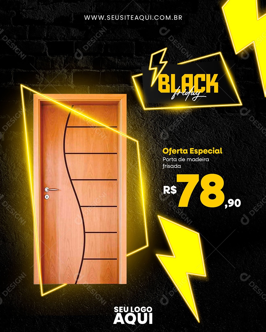 Social Media Black Friday Oferta Especial Porta de Madeira Frisada PSD Editável