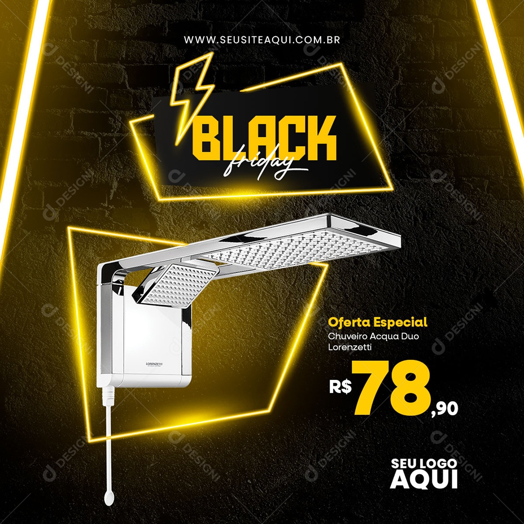 Black Friday Oferta Especial Chuveiro Acqua Duo Lorenzetti Social Media PSD Editável