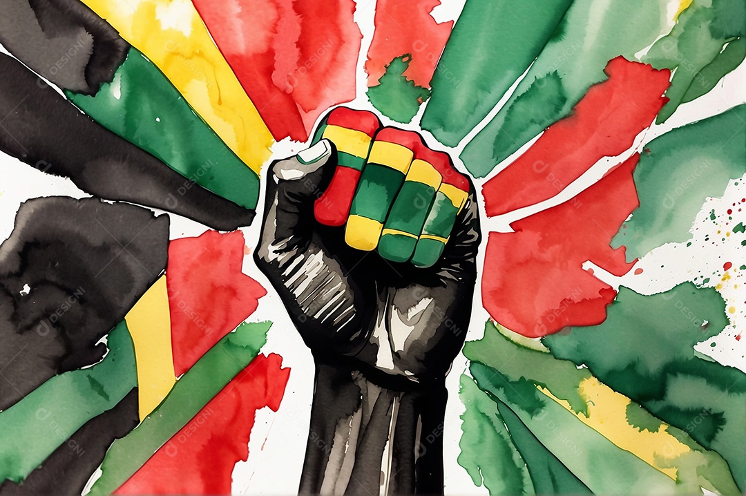 Ilustração em aquarela do mês da história negra para mídias sociais