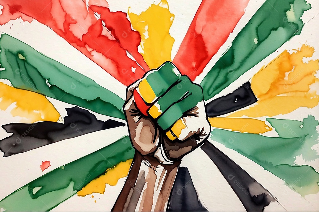 Ilustração em aquarela do mês da história negra para mídias sociais