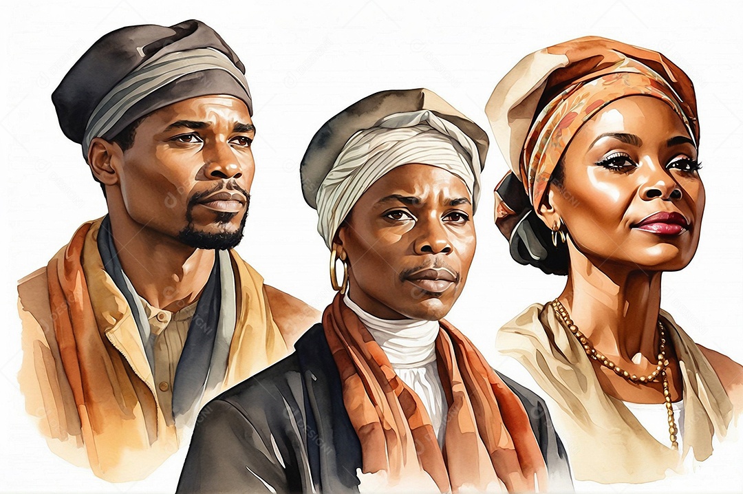 Ilustração em aquarela do mês da história negra para mídias sociais