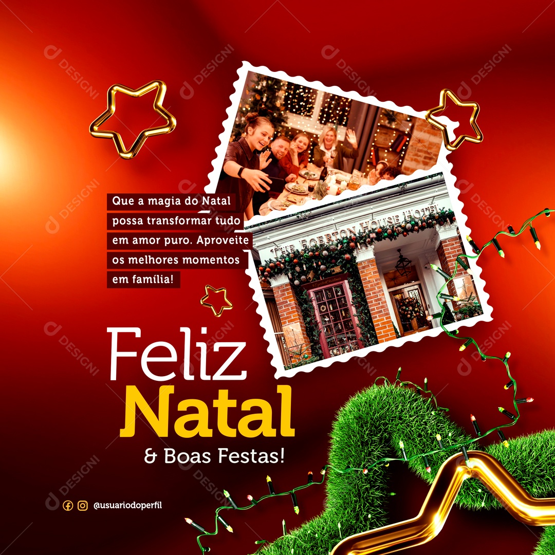 Social Media Magia Do Natal Momentos em Família Feliz Natal PSD Editável