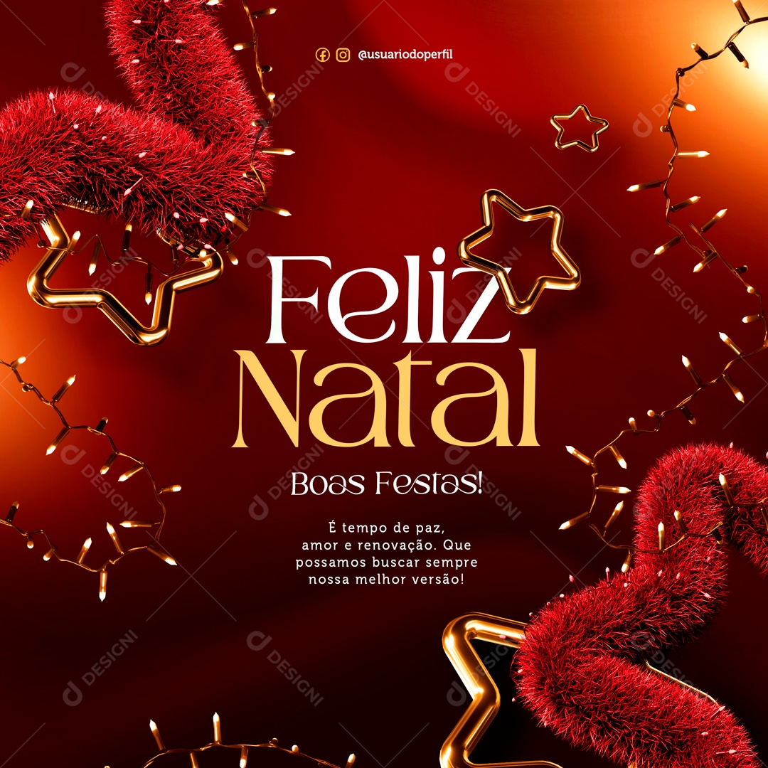 Social Media Tempo De Paz Feliz Natal Boas Festas PSD Editável
