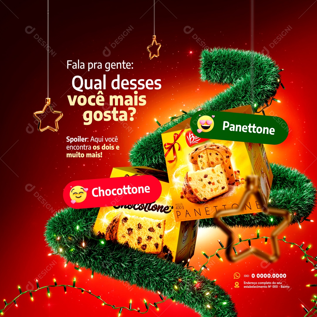 Social Media Panettone Chocottone Feliz Natal PSD Editável
