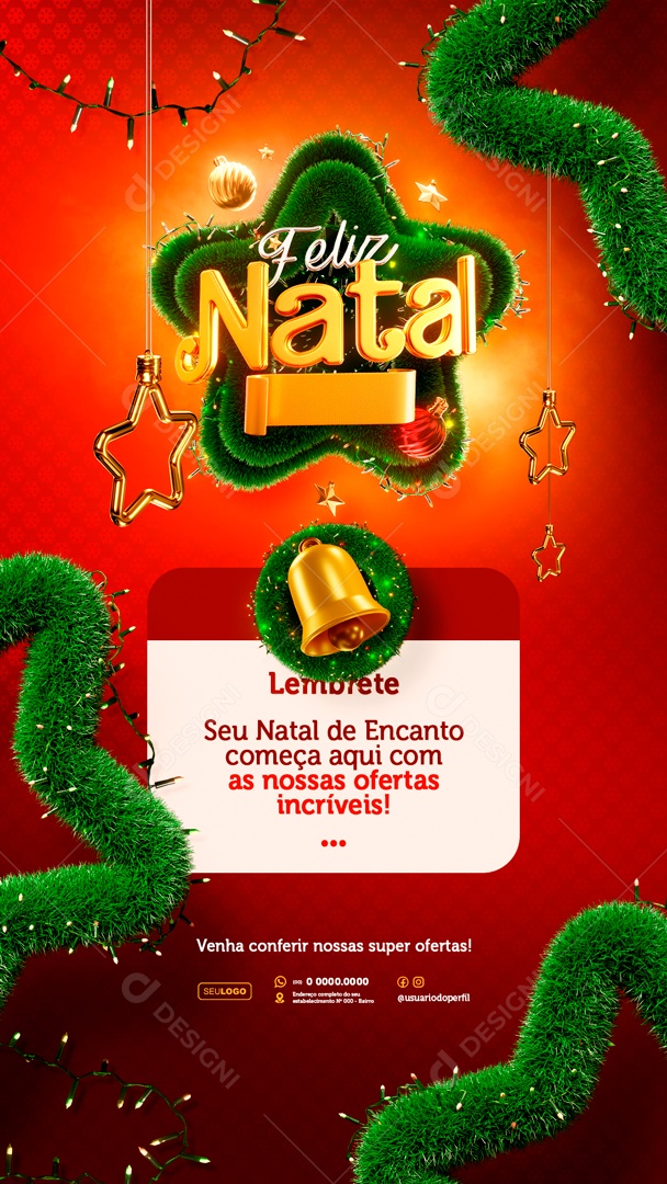 Social Media Story Lembrete Natal De Encanto Ofertas Incríveis PSD Editável
