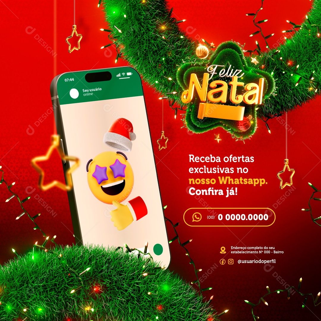 Social Media Ofertas Exclusivas Feliz Natal PSD Editável