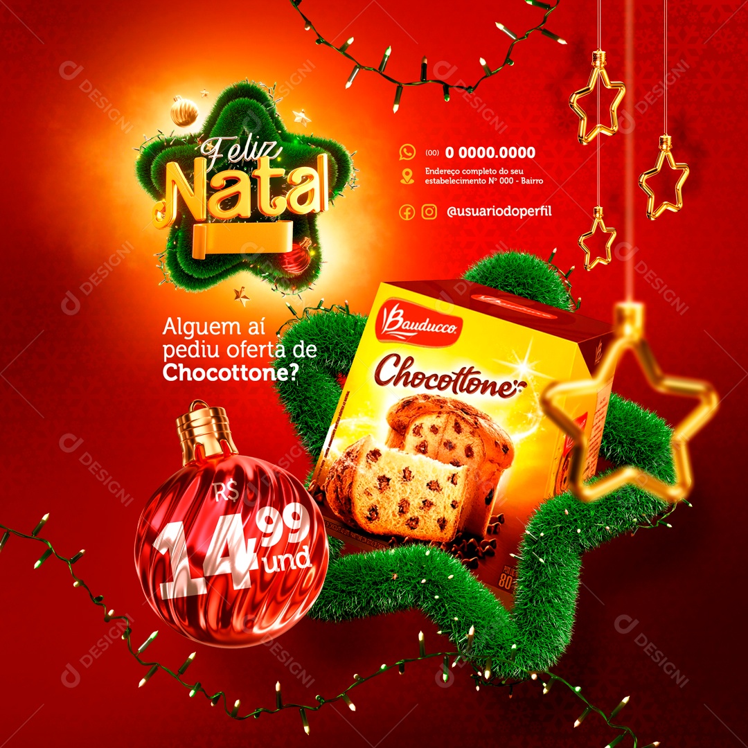 Social Media Feliz Natal Oferta De Chocotone PSD Editável