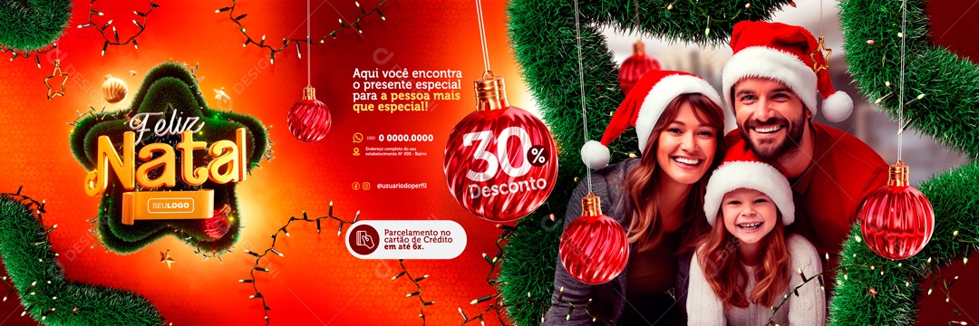Social Media Banner Feliz Natal Presente Especial Para a Pessoa Mais Especial PSD Editável