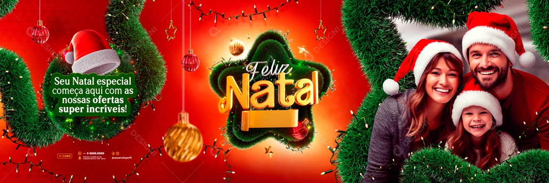 Banner Feliz Natal Ofertas Super Incríveis Social Media PSD Editável