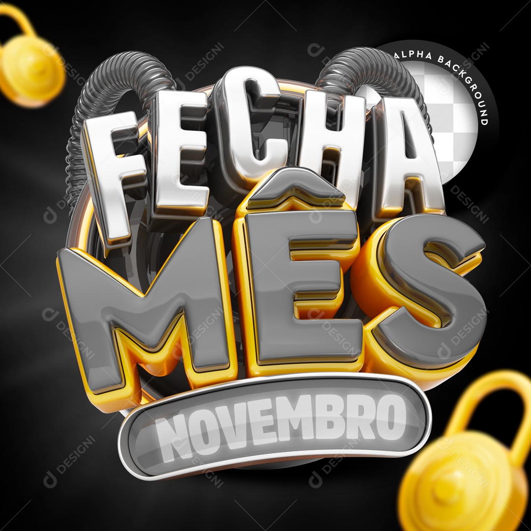 Selo 3D Fecha Mês Novembro Para Composição PSD
