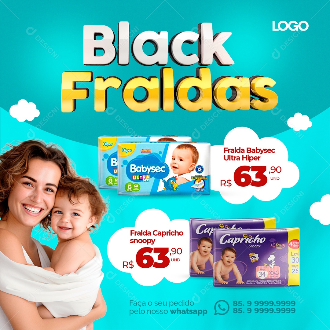 Social Media Feed Black Fraldas Farmácia PSD Editável