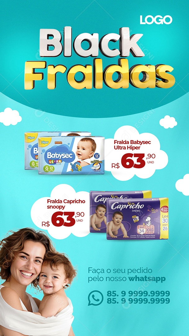 Social Media Story Black Fraldas Farmácia PSD Editável