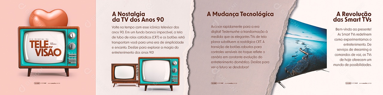Carrossel Dia Mundial da Televisão 21 de Novembro Social Media PSD Editável