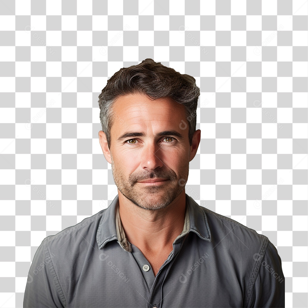 Homem de Camisa Cinza PNG Transparente