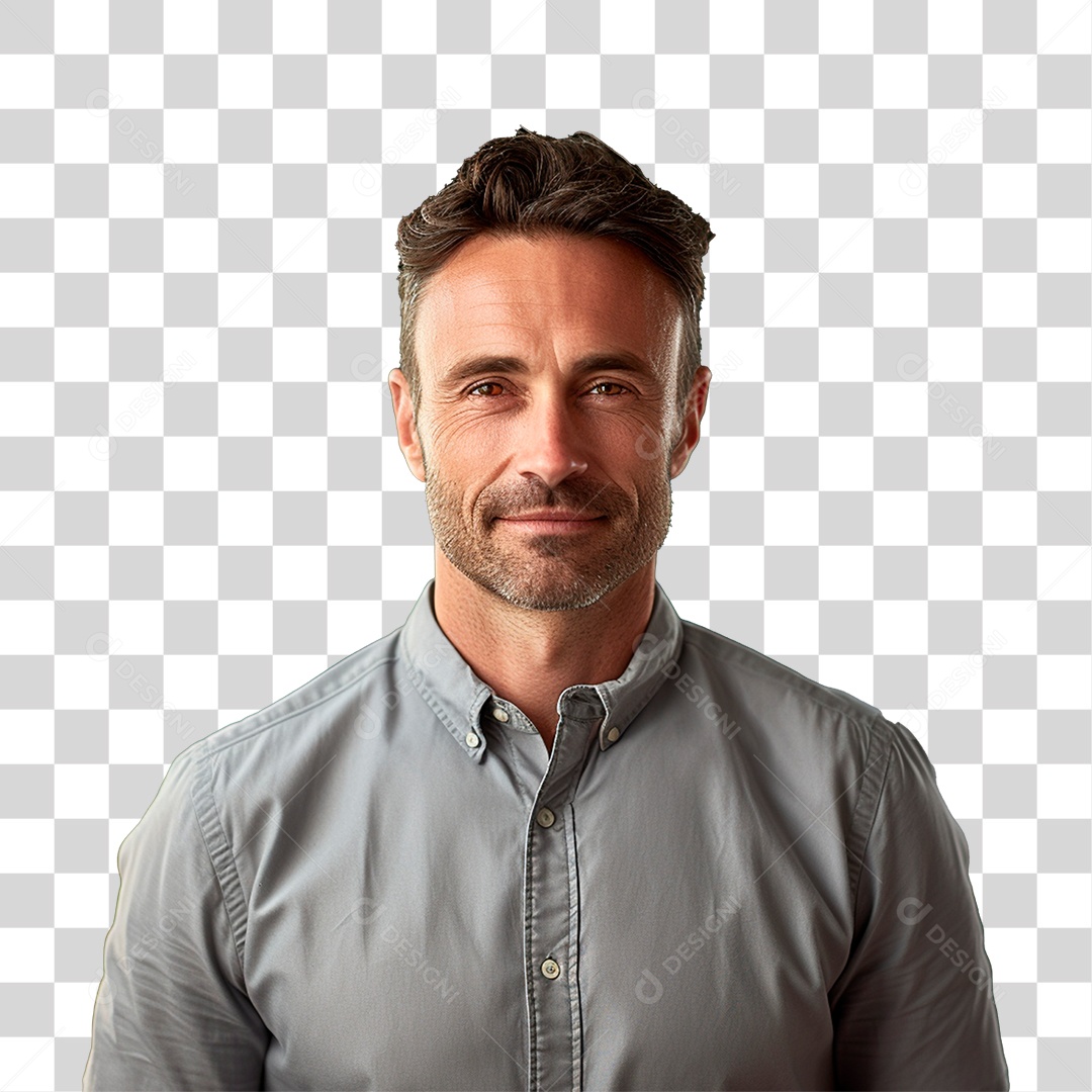 Homem de Camisa Cinza PNG Transparente