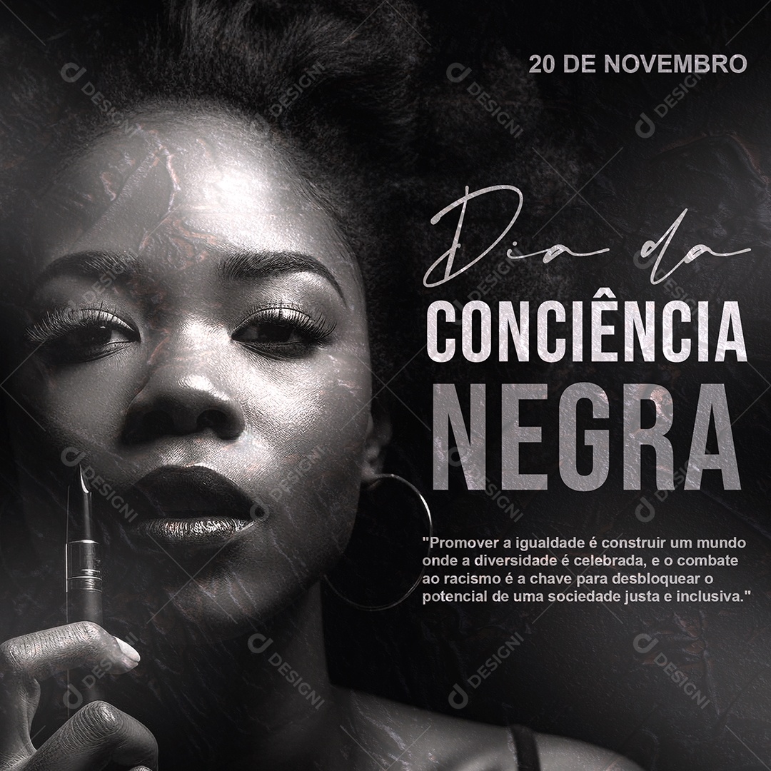 Dia da Consciência Negra 20 de Novembro Promover a Igualdade é Construir um Mundo Onde a Diversidade é Celebrada Social Media PSD Editável