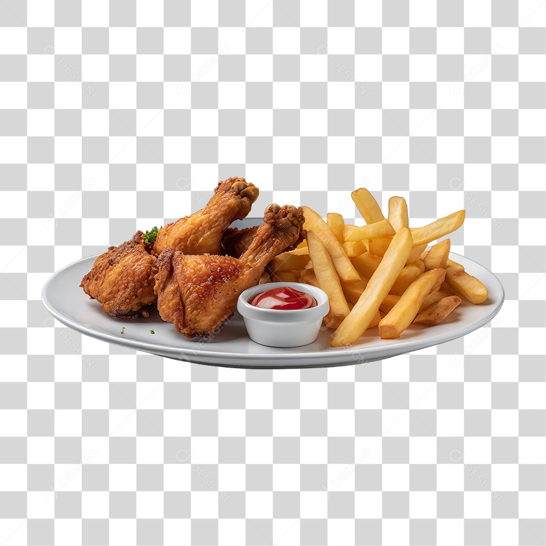 Frango Frito e Batatinhas PNG Transparente