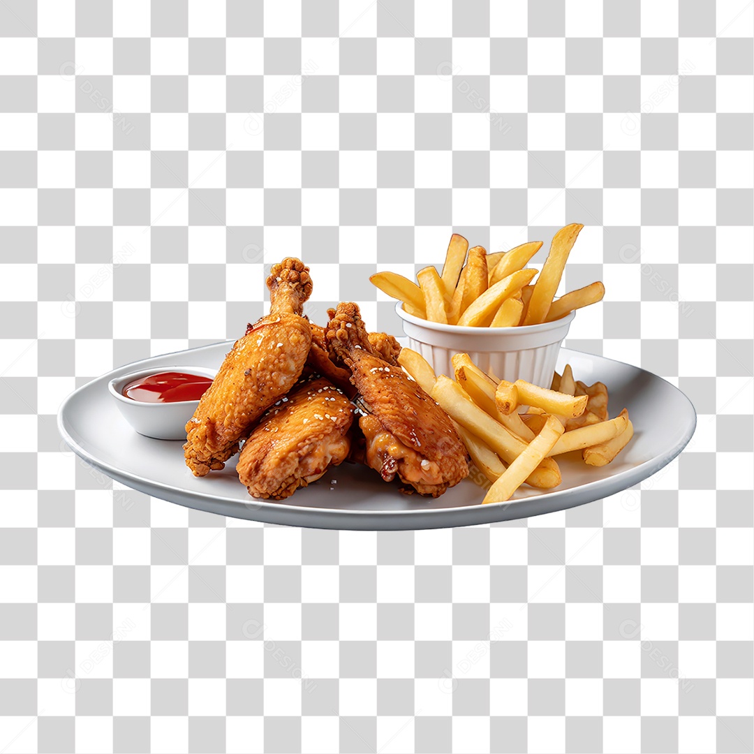 Frango Frito e Batatinhas PNG Transparente