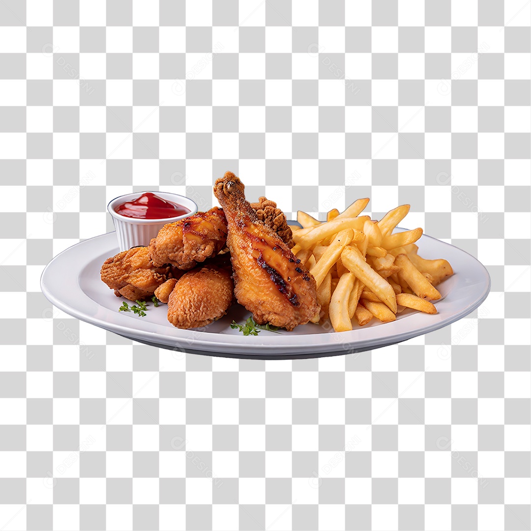 Frango Frito e Batatinhas PNG Transparente