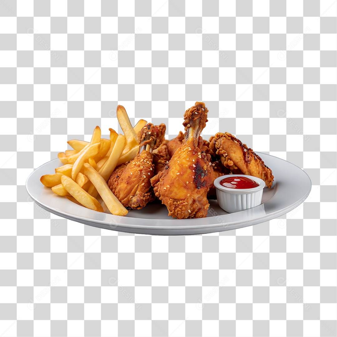 Frango Frito e Batatinhas PNG Transparente