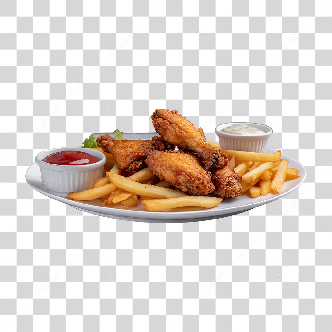 Frango Frito e Batatinhas PNG Transparente