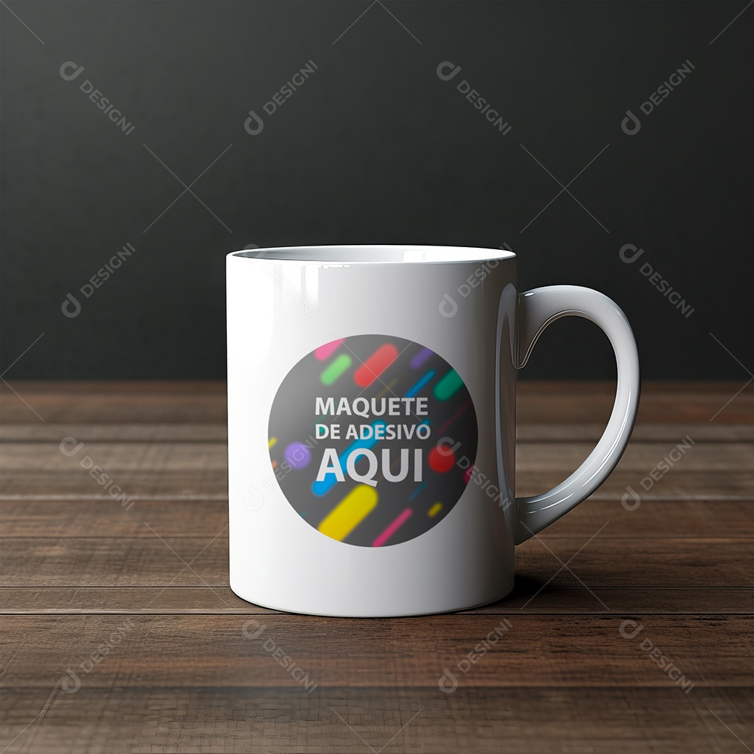 Mockup Xícara Em Mesa De Madeira PSD Editável